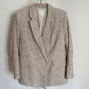 H&M Women's Tan Blazer with Pearl Like Buttons